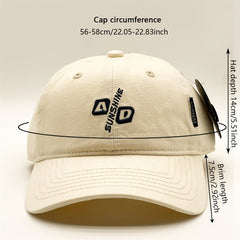 Sunshine Embroidery Baseball Cap Solid Cotton Adjustable Dad Hats