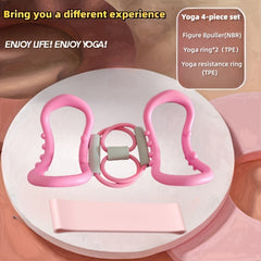 4pcs Yoga Set 8 Shaped Puller & 2 Stretching Rings for Indoor Workout