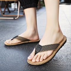Men's Braided Hemp Flip Flops Assorted Colors Slippers