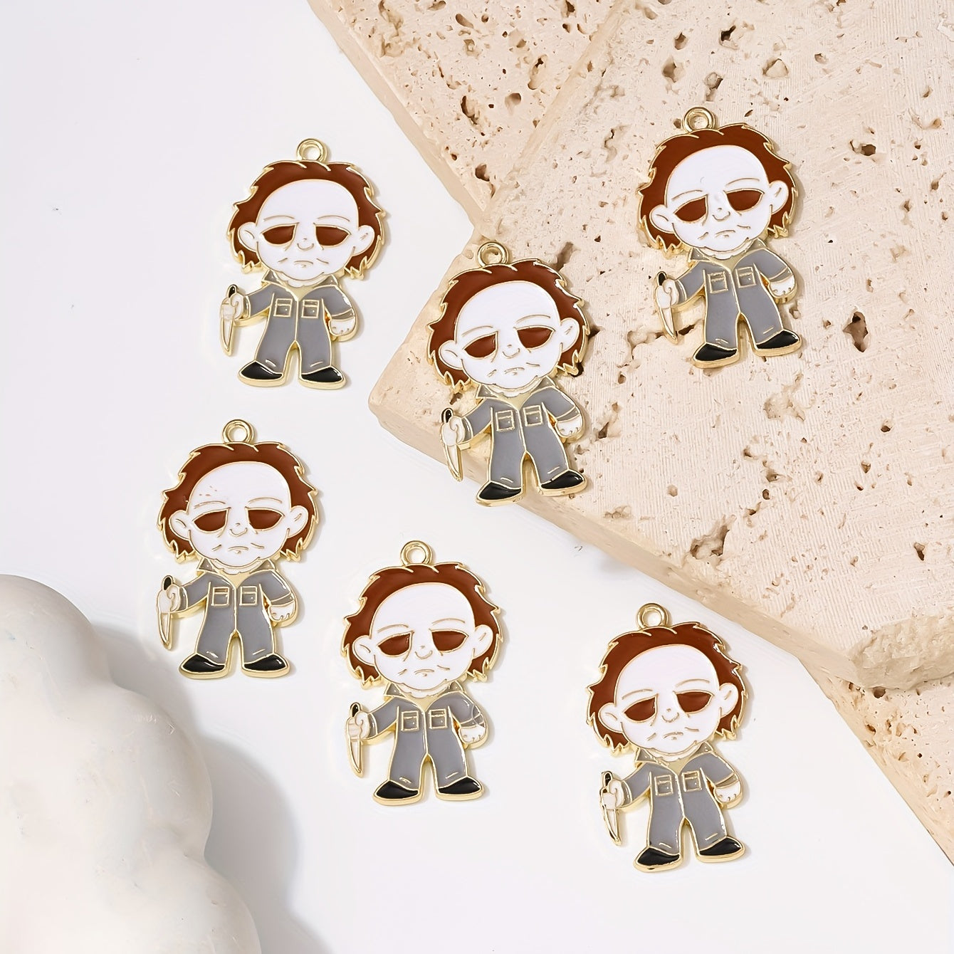 6pcs Horror Halloween Enamel Pendant for DIY Jewelry