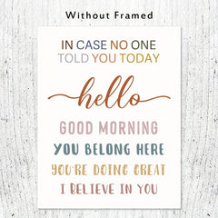 Motivational Wall Art Hello Good Morning You're Doing Great Teacher Gift