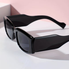 Square Frame Sunglasses Minimalist Solid Glasses Wide Temple UV400