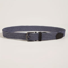 Men's Casual Woven Leather Belt - Elastic Canvas Youth Belt