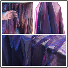 3yards Purple Neon Clothing Golden Wire Mesh Fabric
