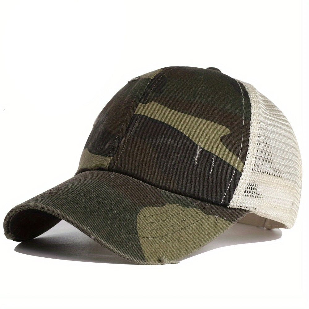 High Ponytail Baseball Cap Grid Criss Cross Ponytail Hat
