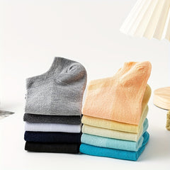 10 Pairs Women's Low Cut Ankle Socks Soft & Lightweight Solid Socks