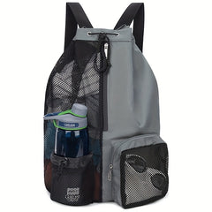 Mesh Drawstring Backpack Beach Gym Bag