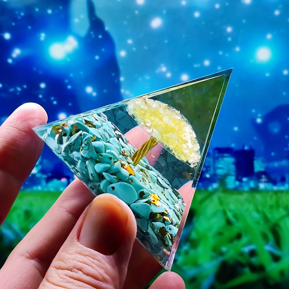 Lucky Stone Orgone Pyramid Chakra Energy Generator