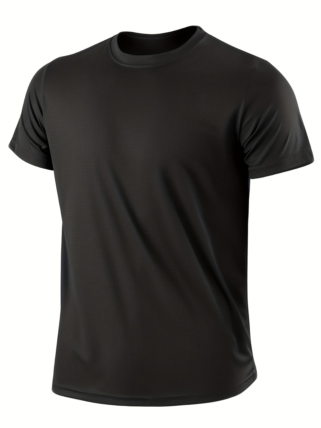 Men's Solid Short Sleeve T shirt Active Comfy High Stretch Crew Neck Tee
