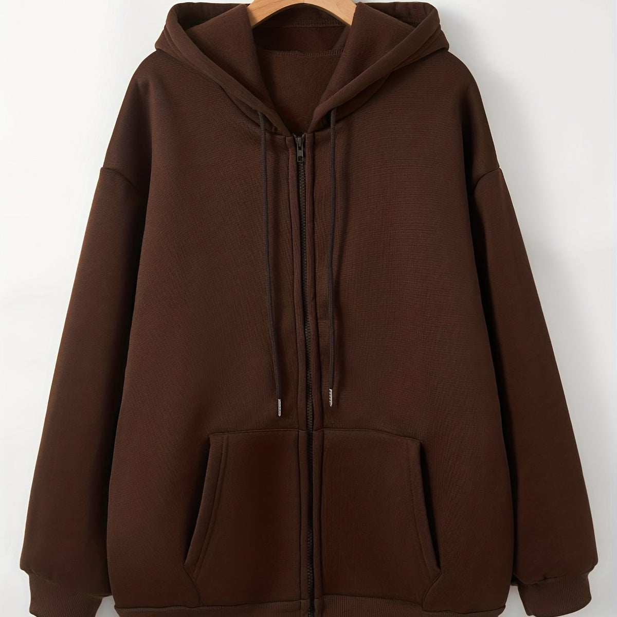 Solid Zip Up Hoodie Long Sleeve Sweatshirt