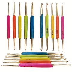 5pcs Silicone Handle Double Head Aluminum Crochet Hooks Set