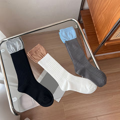 3 Pairs Colorblock Crew Socks Women's Stockings