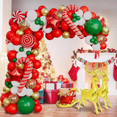 130pc Christmas Balloons Garland Kit Red Green Party Decorations