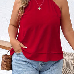  Casual Cami Top Solid Keyhole Back Slight Stretch Cami