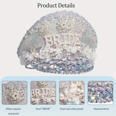 Sparkly Bride Hat Rhinestones Faux Pearl Decor Wedding Hen Do Hat