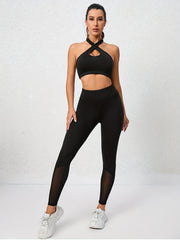 Breathable Yoga Leggings & Halter Neck Sports Top Set
