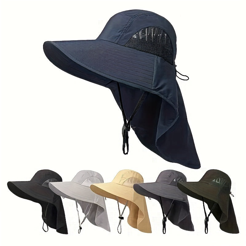 UPF 50 Wide Brim Sun Hat With Neck Flap Unisex Boonie Hat