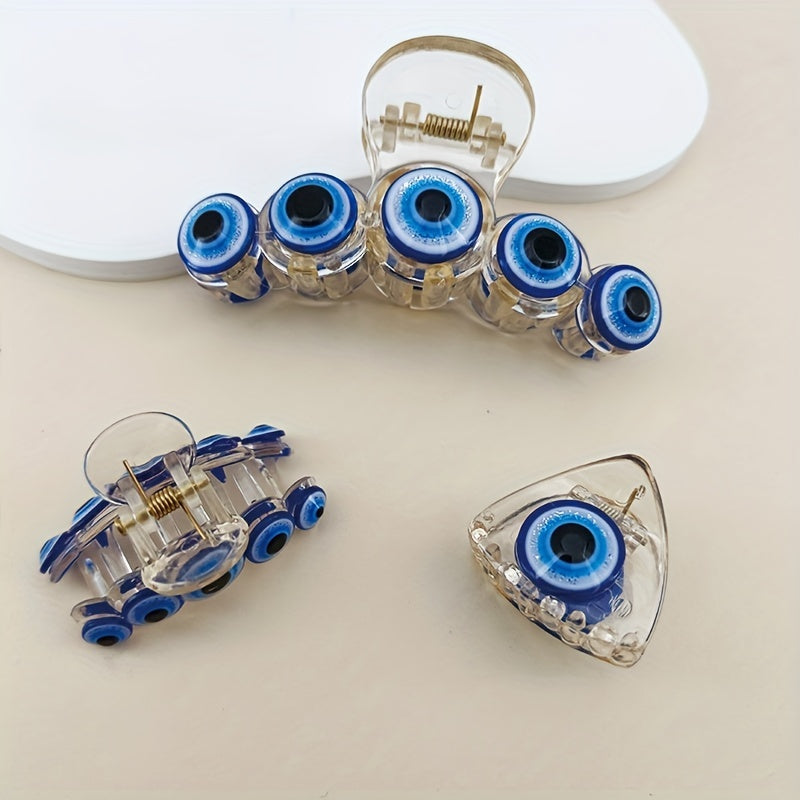 3pcs Devil's Eye Hair Claw Non-slip Ponytail Clip Hair Accessories