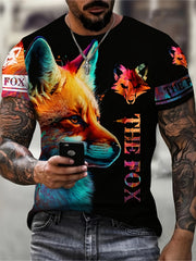 Fox 3D Digital Pattern Print Men's Graphic T shirt