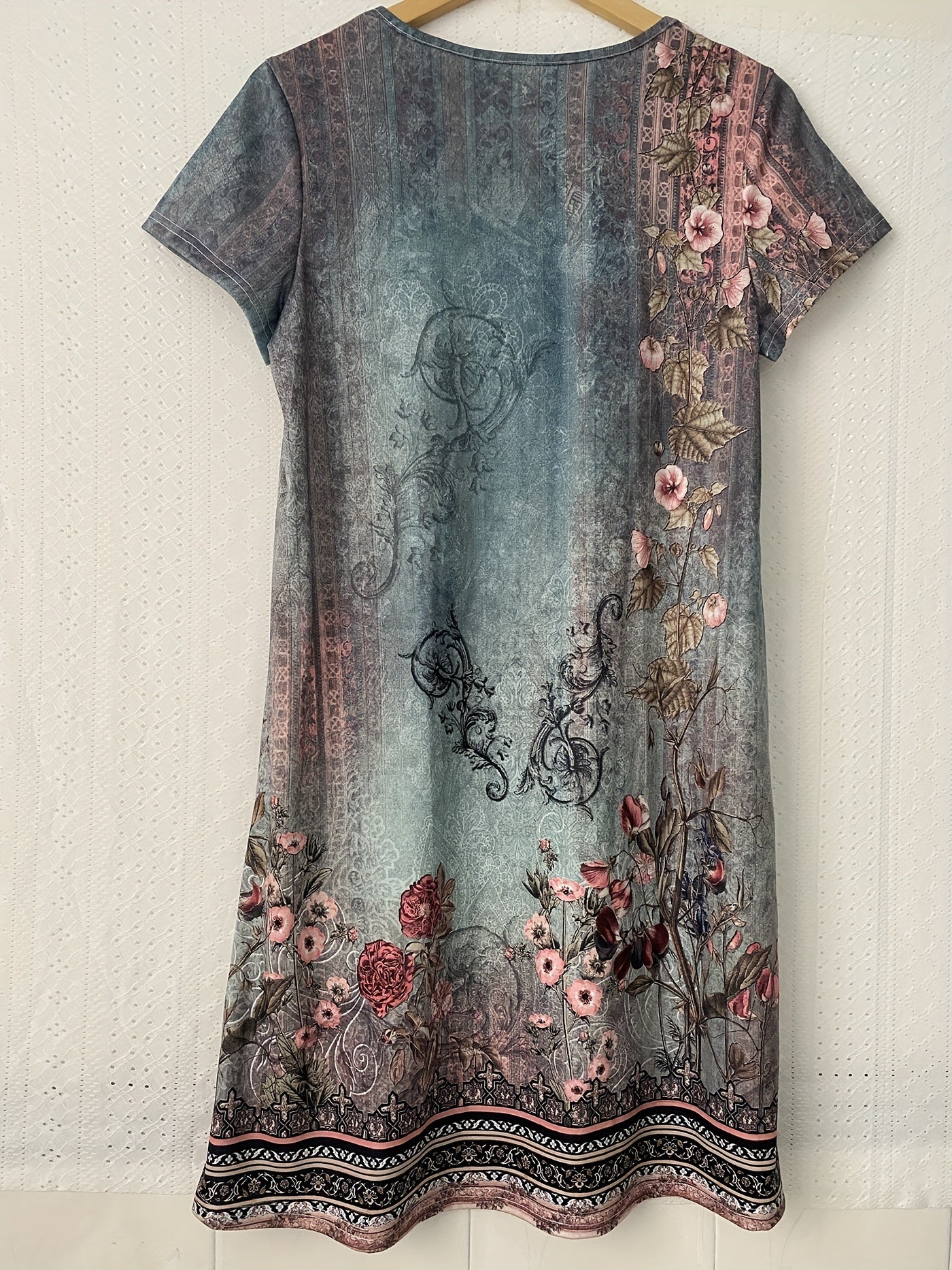 Short Sleeve V Neck Dress Casual Dress For Summer & Spring