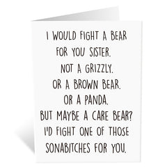 Funny Birthday Card For Sister Humorous Greeting With Envelopes