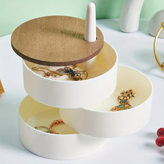360 Degree Rotating Jewelry Storage Box for Earrings Rings and Small Items