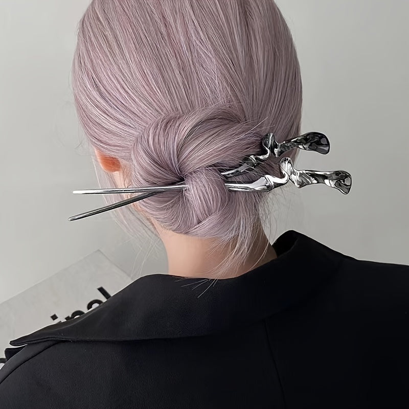 Vintage Style 2pcs Wave Hairpin Alloy Silvery Chinese Hanfu Hair Accessories