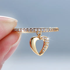 Heart Shape Pendant 18K Plated Dainty Dangle Ring For Wedding