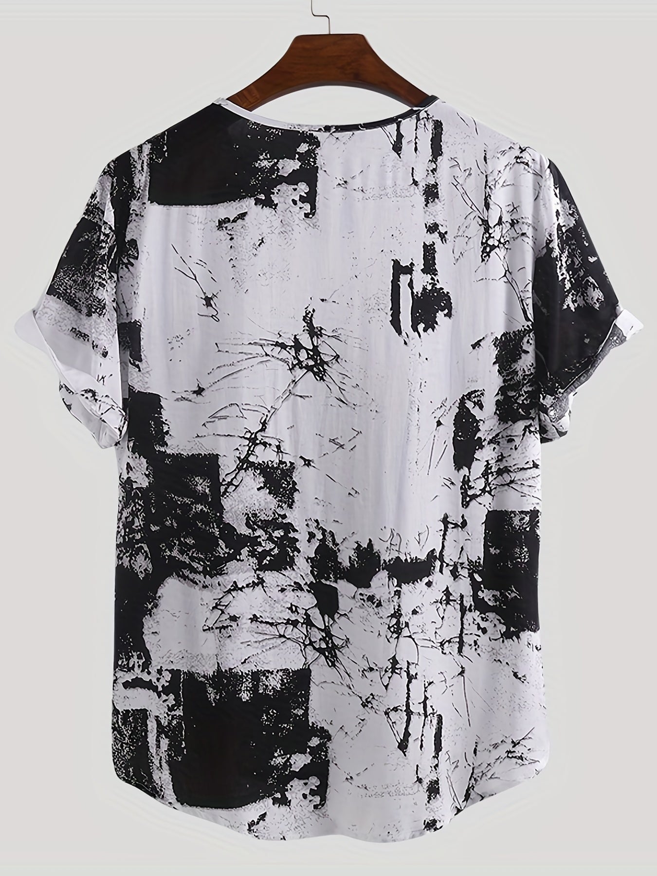 INCERUN Men's Short Sleeve Tie Dye Tee Casual V Neck T Shirt