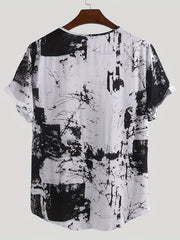 INCERUN Men's Short Sleeve Tie Dye Tee Casual V Neck T Shirt