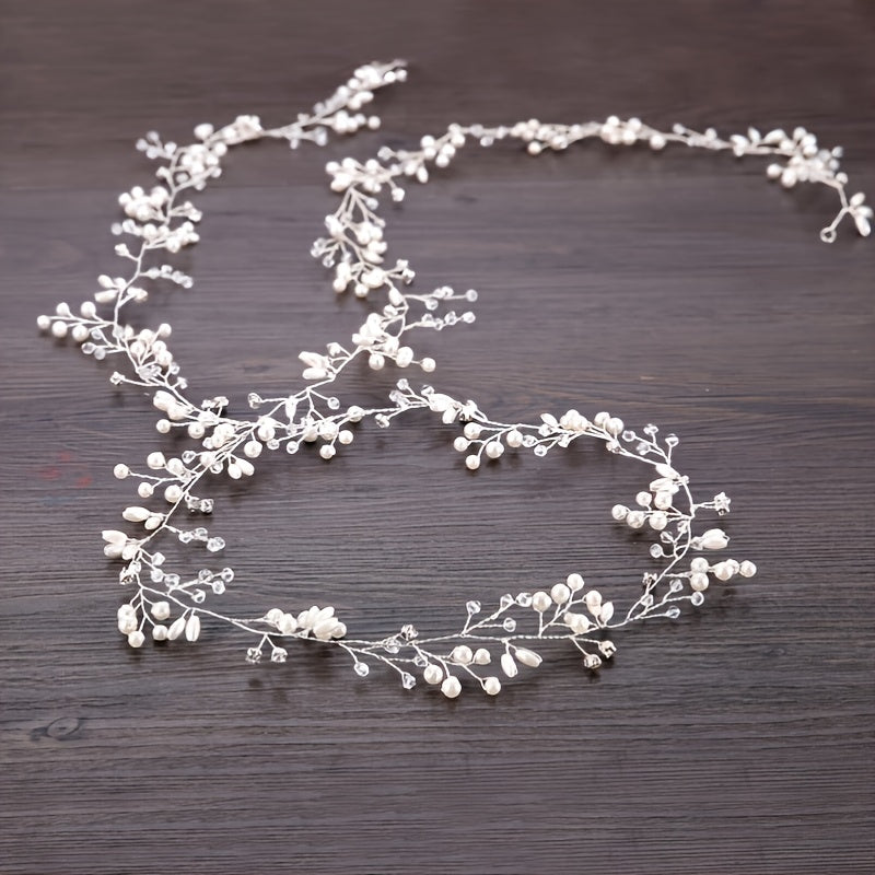 Wedding Bridal Headband Headpieces Crystals Faux Pearls Hair Vine