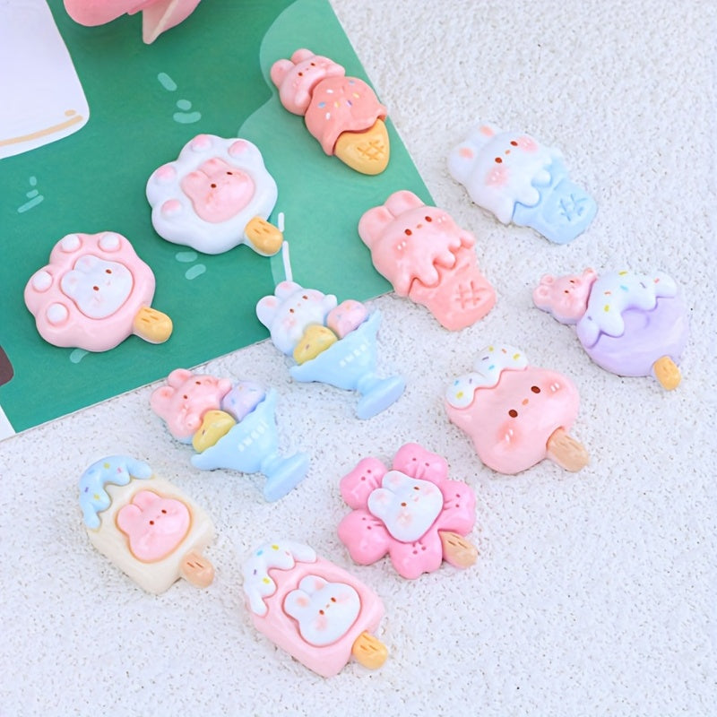 10pcs Cartoon Animals Ice Cream Pendants Beads DIY Jewelry Making