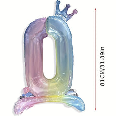 81cm Crystal Number Foil Balloons with Crown Figures Globos 0-9