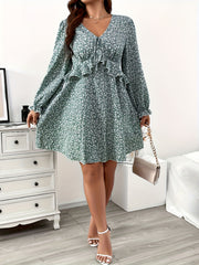  Floral Print Tie Front Mini Dress