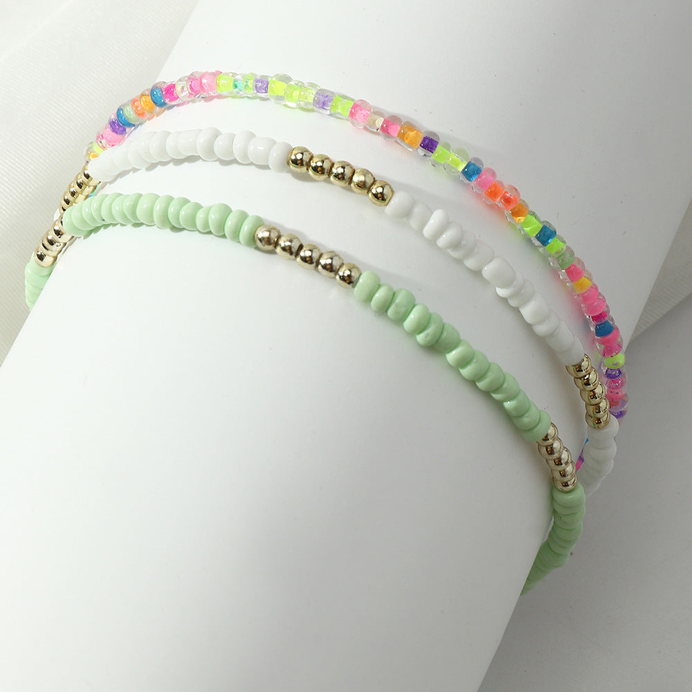 Colorful Beaded Anklet Set - Summer Beach Jewelry