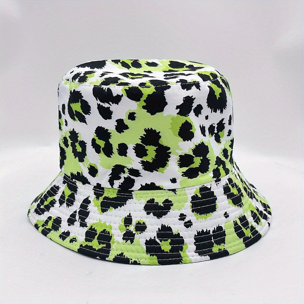 Leopard Print Bucket Hat Reversible Sunscreen Cap Fisherman Cap