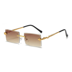 Metal Rimless Sunglasses Serpentine Small Square Sun Glasses Outdoor Eyewear