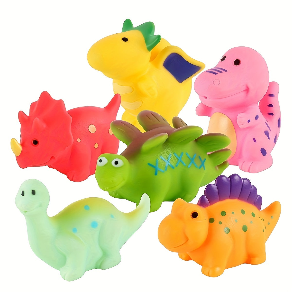 6 Pcs Dinosaur Bath Toys for Toddlers No Hole No Mold Bath Toys