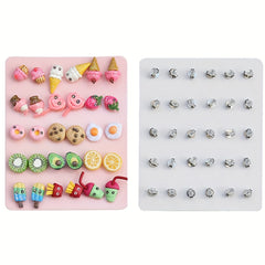 15 Pairs Hypoallergenic Animal Unicorn Donut Stud Earrings for Girls
