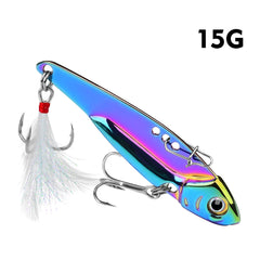 Reflective VIB Sequins Long Throw Lure with Feather Hook