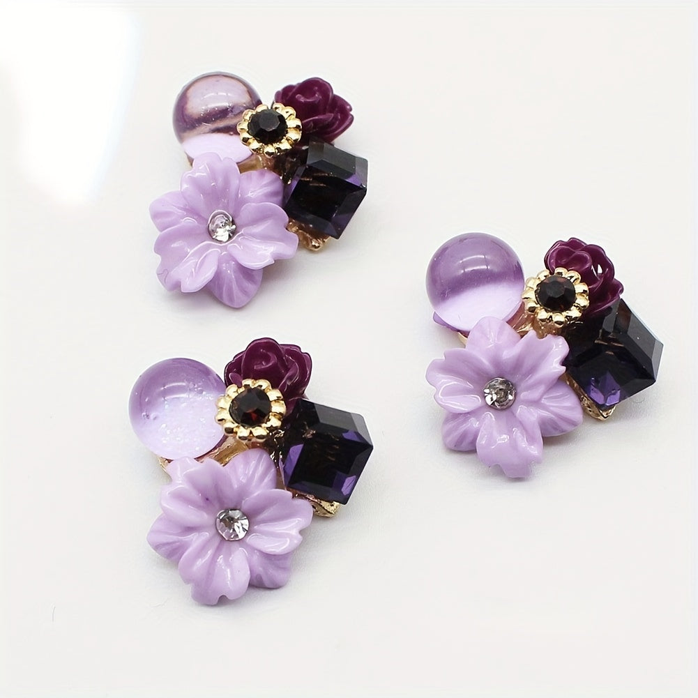 10Pcs 21mm Rhinestone Flower Buttons for DIY Wedding Gift Bouquet Decoration