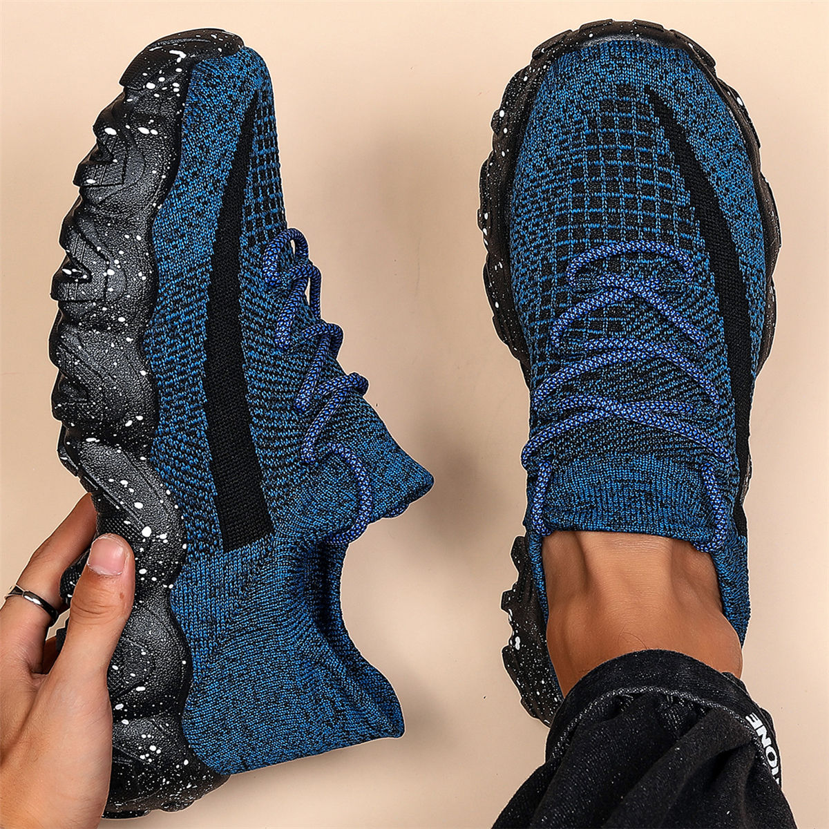 Men's Breathable Anti-skid Lace Up Running Sneakers Sock Shoes
