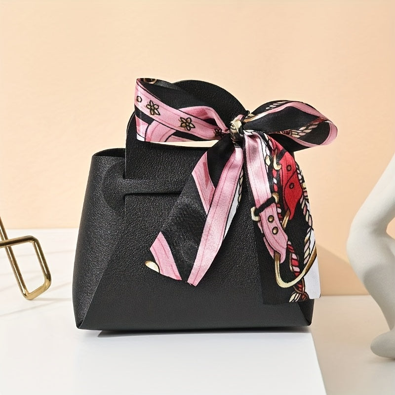 2pcs Leather Gift Bags Ribbon Wedding Favor Packaging Bags Eid Mubarak