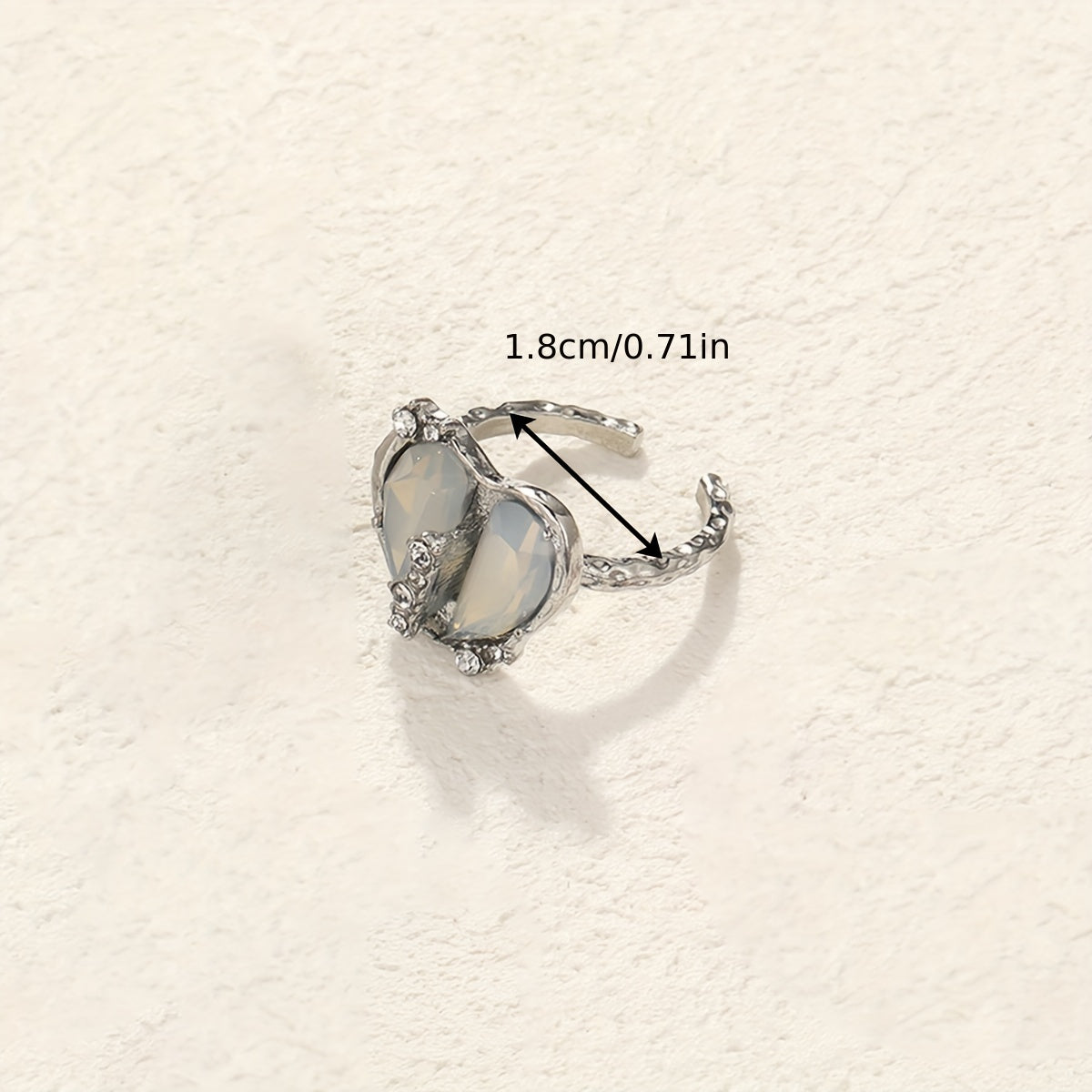 Y2k Sweet Heart Ring Inlaid Zircon Decor For Daily Outfits Lovely Gift