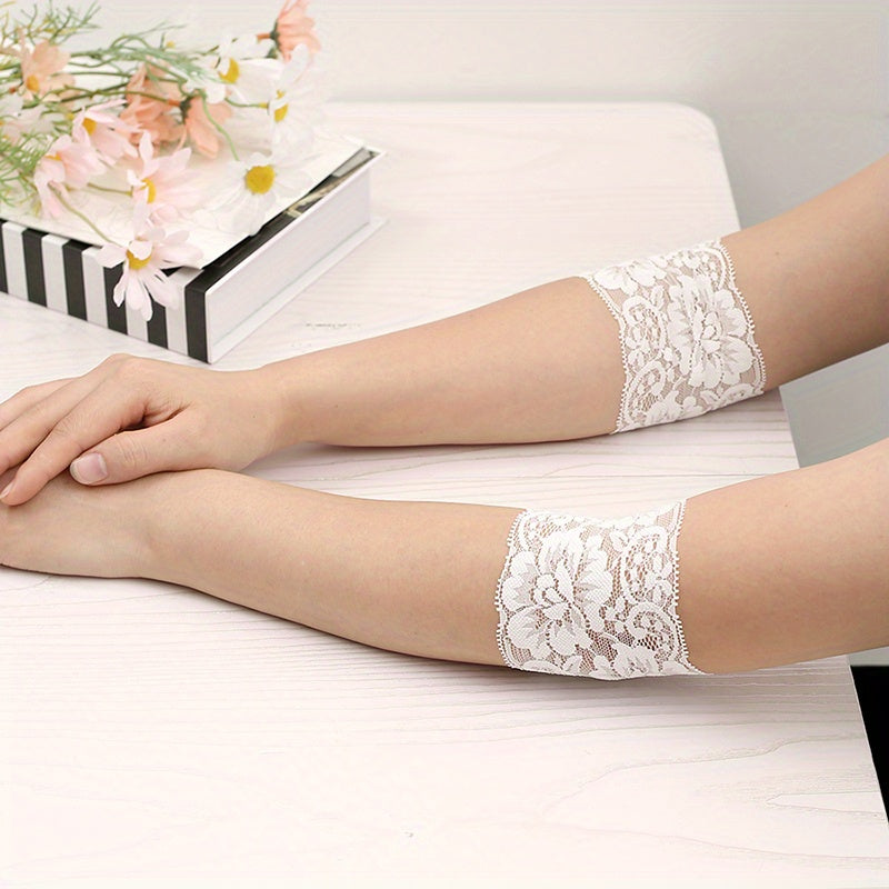 Lace Elbow Brace Sleeve Solid Sunscreen Cover Short Half Arm Sleeve