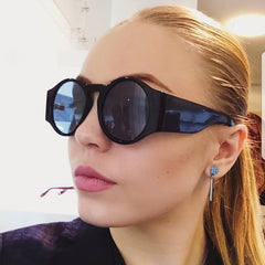 Stylish Oversized Round Sunglasses Women Sun Protection Tinted Lenses