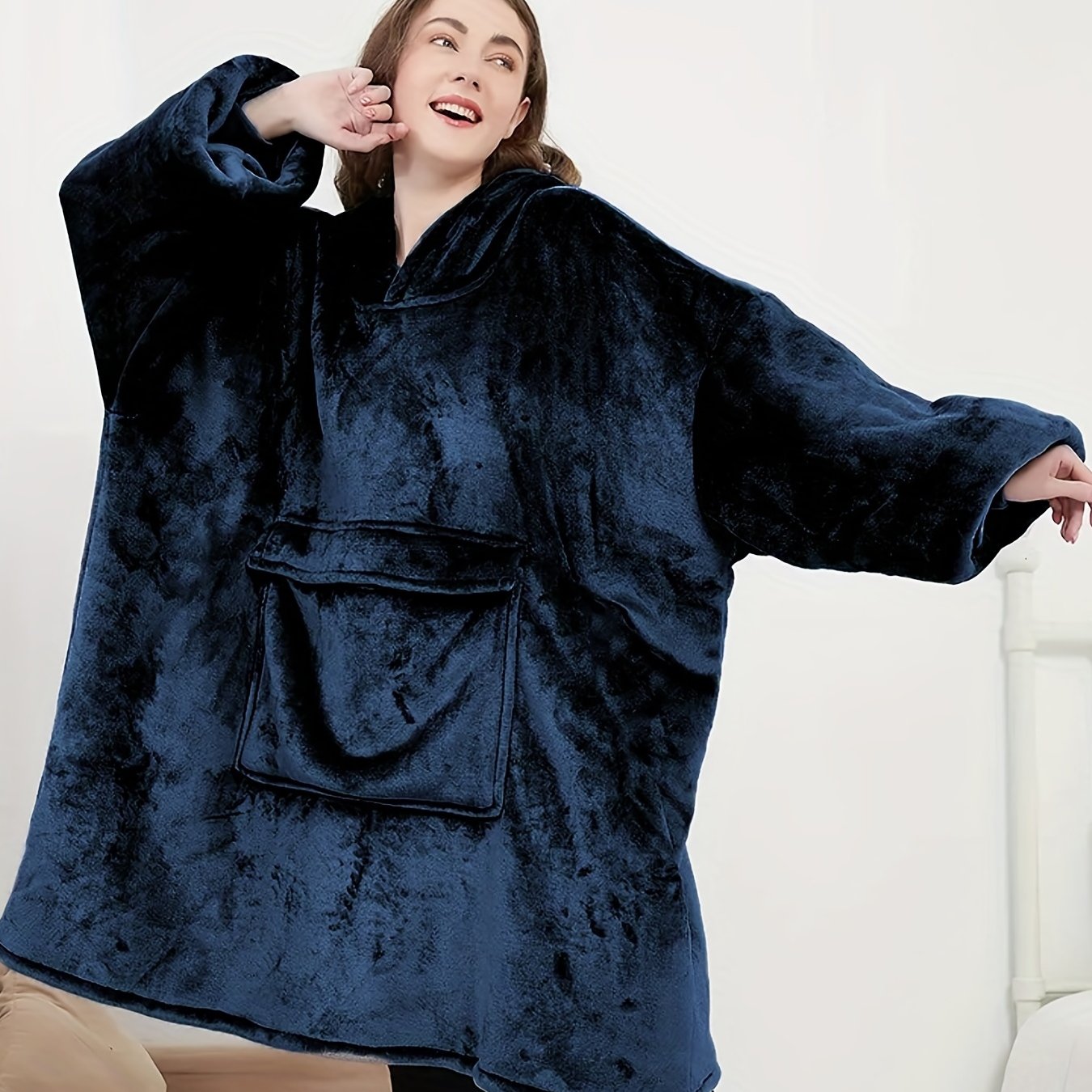  Sherpa Blanket Top Women's Fleece Wearable Lounge Casual