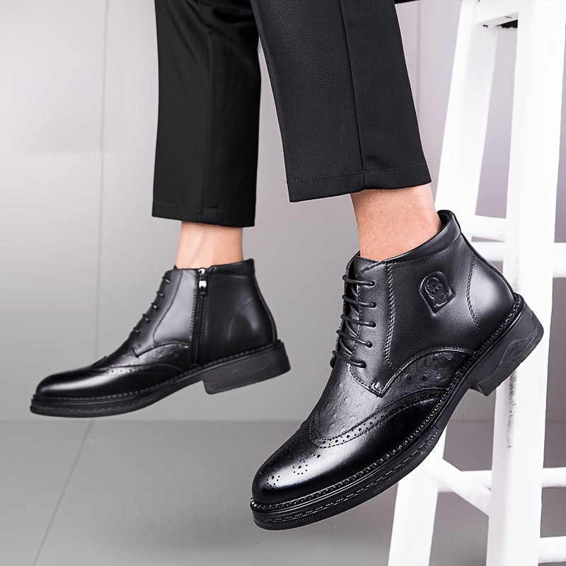 Men's Brogue Wingtip Derby Boots Lace-up Casual Walking Dress Shoes