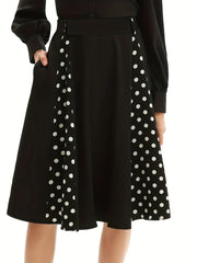 Women's Plus Colorblock Dot High Rise Maxi Skirt