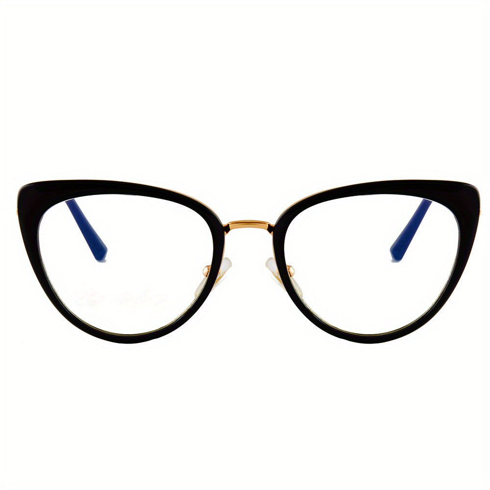 Vintage Cat Eye Clear Lens Glasses Anti Light Reading Minimalist Metal Eyewear